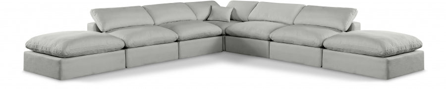 Meridian Furniture - Comfy 157" Linen Textured Fabric Upholstered 7 Piece Modular Sectional - 187Grey-Sec7C - GreatFurnitureDeal