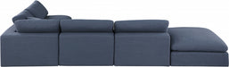 Meridian Furniture - Comfy 157" Linen Textured Fabric Upholstered 6 Piece Modular Sectional - 187Navy-Sec6E - GreatFurnitureDeal