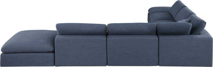 Meridian Furniture - Comfy 157" Linen Textured Fabric Upholstered 7 Piece Modular Sectional - 187Navy-Sec7C - GreatFurnitureDeal