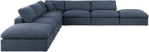 Meridian Furniture - Comfy 157" Linen Textured Fabric Upholstered 7 Piece Modular Sectional - 187Navy-Sec7C - GreatFurnitureDeal