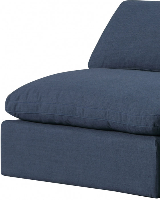 Meridian Furniture - Comfy 157" Linen Textured Fabric Upholstered 7 Piece Modular Sectional - 187Navy-Sec7C - GreatFurnitureDeal