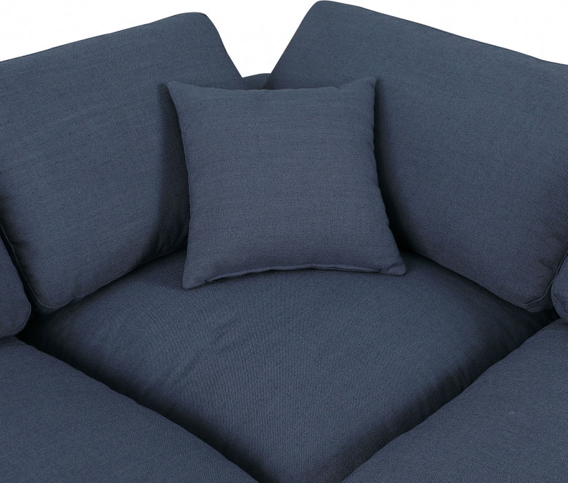 Meridian Furniture - Comfy 157" Linen Textured Fabric Upholstered 7 Piece Modular Sectional - 187Navy-Sec7C - GreatFurnitureDeal