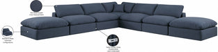Meridian Furniture - Comfy 157" Linen Textured Fabric Upholstered 7 Piece Modular Sectional - 187Navy-Sec7C - GreatFurnitureDeal