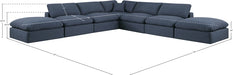 Meridian Furniture - Comfy 157" Linen Textured Fabric Upholstered 7 Piece Modular Sectional - 187Navy-Sec7C - GreatFurnitureDeal