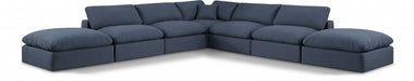 Meridian Furniture - Comfy 157" Linen Textured Fabric Upholstered 7 Piece Modular Sectional - 187Navy-Sec7C - GreatFurnitureDeal