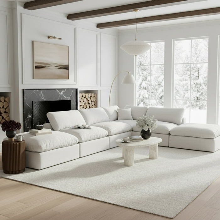 Meridian Furniture - Comfy 157" Linen Textured Fabric Upholstered 6 Piece Modular Sectional - 187White-Sec6E - GreatFurnitureDeal