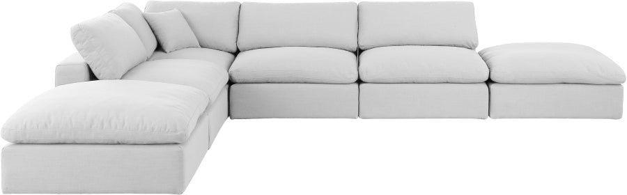 Meridian Furniture - Comfy 157" Linen Textured Fabric Upholstered 6 Piece Modular Sectional - 187White-Sec6E - GreatFurnitureDeal