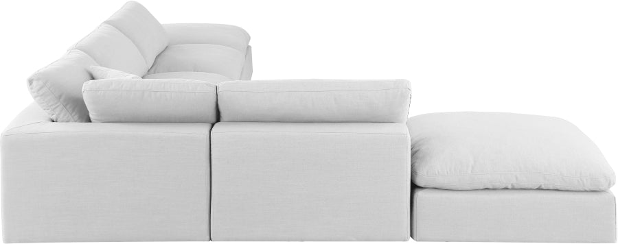 Meridian Furniture - Comfy 157" Linen Textured Fabric Upholstered 6 Piece Modular Sectional - 187White-Sec6E - GreatFurnitureDeal