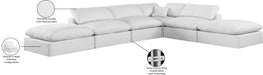 Meridian Furniture - Comfy 157" Linen Textured Fabric Upholstered 6 Piece Modular Sectional - 187White-Sec6E - GreatFurnitureDeal