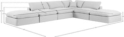 Meridian Furniture - Comfy 157" Linen Textured Fabric Upholstered 6 Piece Modular Sectional - 187White-Sec6E - GreatFurnitureDeal