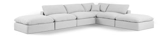 Meridian Furniture - Comfy 157" Linen Textured Fabric Upholstered 6 Piece Modular Sectional - 187White-Sec6E - GreatFurnitureDeal