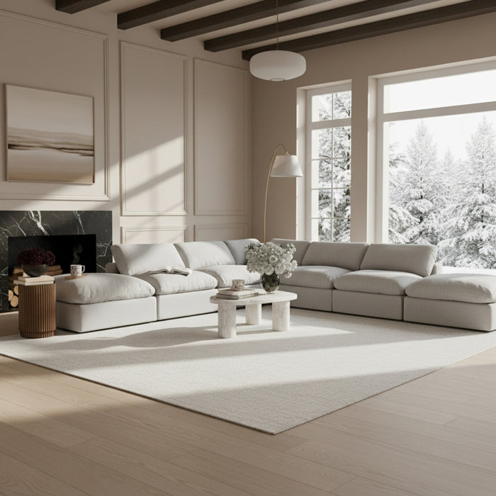 Meridian Furniture - Comfy 157" Linen Textured Fabric Upholstered 7 Piece Modular Sectional - 187White-Sec7C - GreatFurnitureDeal