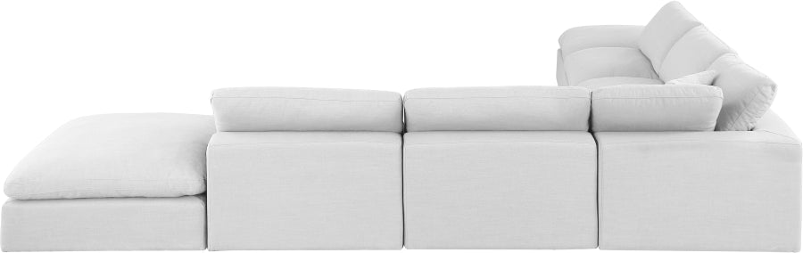 Meridian Furniture - Comfy 157" Linen Textured Fabric Upholstered 7 Piece Modular Sectional - 187White-Sec7C - GreatFurnitureDeal