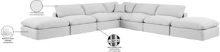 Meridian Furniture - Comfy 157" Linen Textured Fabric Upholstered 7 Piece Modular Sectional - 187White-Sec7C - GreatFurnitureDeal