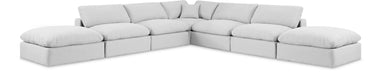 Meridian Furniture - Comfy 157" Linen Textured Fabric Upholstered 7 Piece Modular Sectional - 187White-Sec7C - GreatFurnitureDeal