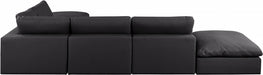 Meridian Furniture - Comfy 157" Vegan Leather Upholstered 6 Piece Modular Sectional - 188Black-Sec6E - GreatFurnitureDeal