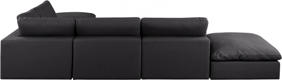 Meridian Furniture - Comfy 157" Vegan Leather Upholstered 6 Piece Modular Sectional - 188Black-Sec6E - GreatFurnitureDeal