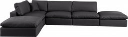 Meridian Furniture - Comfy 157" Vegan Leather Upholstered 6 Piece Modular Sectional - 188Black-Sec6E - GreatFurnitureDeal