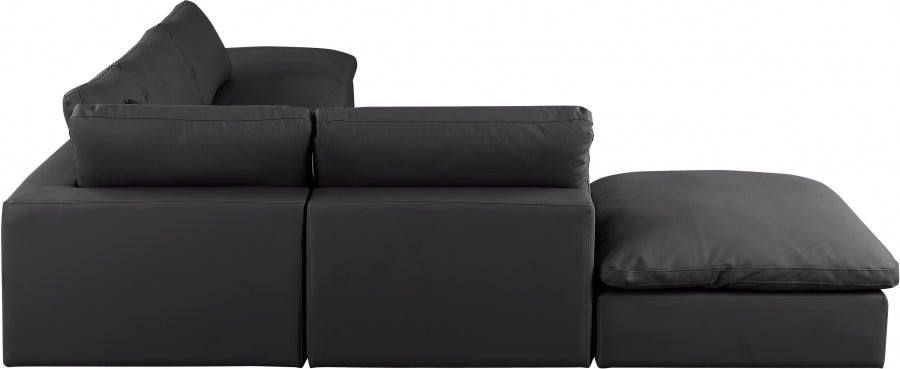 Meridian Furniture - Comfy 157" Vegan Leather Upholstered 6 Piece Modular Sectional - 188Black-Sec6E - GreatFurnitureDeal