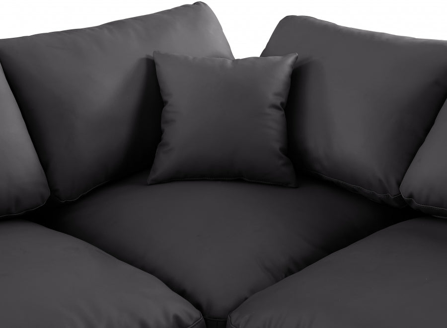 Meridian Furniture - Comfy 157" Vegan Leather Upholstered 6 Piece Modular Sectional - 188Black-Sec6E - GreatFurnitureDeal