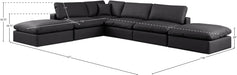 Meridian Furniture - Comfy 157" Vegan Leather Upholstered 6 Piece Modular Sectional - 188Black-Sec6E - GreatFurnitureDeal