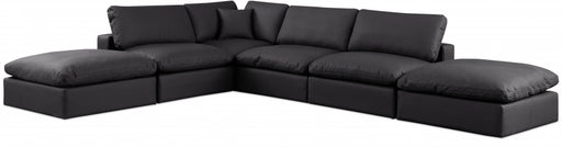 Meridian Furniture - Comfy 157" Vegan Leather Upholstered 6 Piece Modular Sectional - 188Black-Sec6E - GreatFurnitureDeal