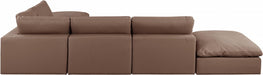 Meridian Furniture - Comfy 157" Vegan Leather Upholstered 6 Piece Modular Sectional - 188Brown-Sec6E - GreatFurnitureDeal