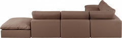 Meridian Furniture - Comfy 157" Vegan Leather Upholstered 7 Piece Modular Sectional - 188Brown-Sec7C - GreatFurnitureDeal