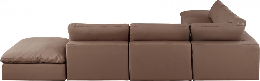 Meridian Furniture - Comfy 157" Vegan Leather Upholstered 7 Piece Modular Sectional - 188Brown-Sec7C - GreatFurnitureDeal