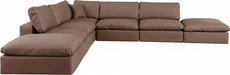Meridian Furniture - Comfy 157" Vegan Leather Upholstered 7 Piece Modular Sectional - 188Brown-Sec7C - GreatFurnitureDeal