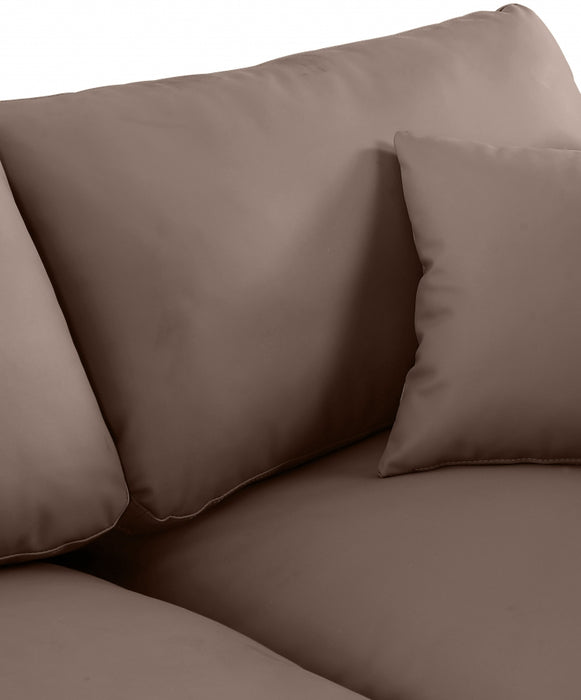 Meridian Furniture - Comfy 157" Vegan Leather Upholstered 7 Piece Modular Sectional - 188Brown-Sec7C - GreatFurnitureDeal