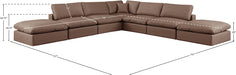 Meridian Furniture - Comfy 157" Vegan Leather Upholstered 7 Piece Modular Sectional - 188Brown-Sec7C - GreatFurnitureDeal