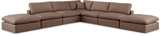 Meridian Furniture - Comfy 157" Vegan Leather Upholstered 7 Piece Modular Sectional - 188Brown-Sec7C - GreatFurnitureDeal