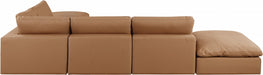 Meridian Furniture - Comfy 157" Vegan Leather Upholstered 6 Piece Modular Sectional - 188Cognac-Sec6E - GreatFurnitureDeal