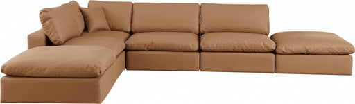 Meridian Furniture - Comfy 157" Vegan Leather Upholstered 6 Piece Modular Sectional - 188Cognac-Sec6E - GreatFurnitureDeal
