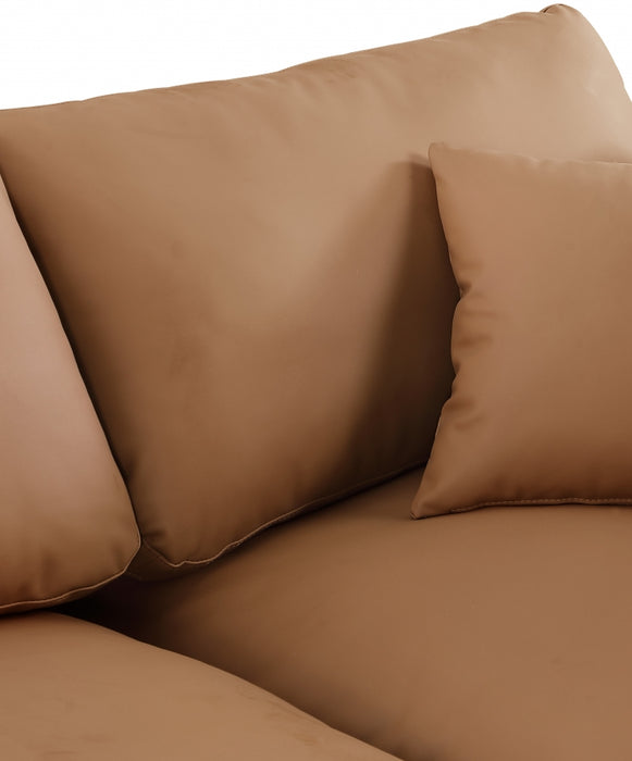 Meridian Furniture - Comfy 157" Vegan Leather Upholstered 6 Piece Modular Sectional - 188Cognac-Sec6E - GreatFurnitureDeal