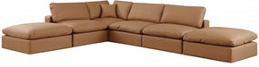 Meridian Furniture - Comfy 157" Vegan Leather Upholstered 6 Piece Modular Sectional - 188Cognac-Sec6E - GreatFurnitureDeal