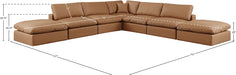 Meridian Furniture - Comfy 157" Vegan Leather Upholstered 7 Piece Modular Sectional - 188Cognac-Sec7C - GreatFurnitureDeal