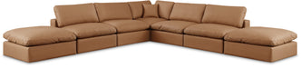 Meridian Furniture - Comfy 157" Vegan Leather Upholstered 7 Piece Modular Sectional - 188Cognac-Sec7C - GreatFurnitureDeal