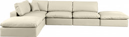 Meridian Furniture - Comfy 157" Vegan Leather Upholstered 6 Piece Modular Sectional - 188Cream-Sec6E - GreatFurnitureDeal