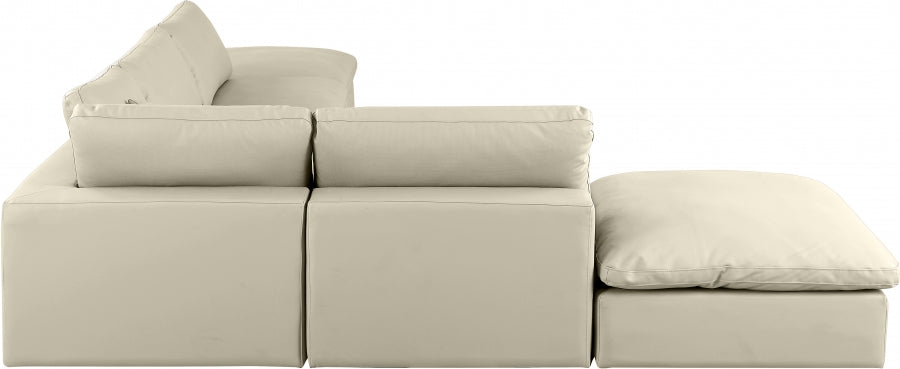 Meridian Furniture - Comfy 157" Vegan Leather Upholstered 6 Piece Modular Sectional - 188Cream-Sec6E - GreatFurnitureDeal
