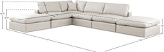 Meridian Furniture - Comfy 157" Vegan Leather Upholstered 6 Piece Modular Sectional - 188Cream-Sec6E - GreatFurnitureDeal