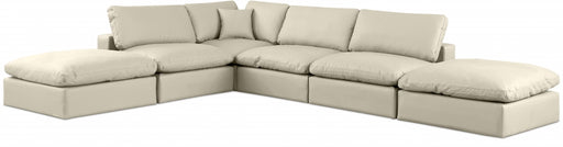 Meridian Furniture - Comfy 157" Vegan Leather Upholstered 6 Piece Modular Sectional - 188Cream-Sec6E - GreatFurnitureDeal