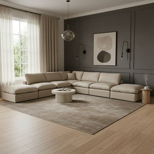 Meridian Furniture - Comfy 157" Vegan Leather Upholstered 7 Piece Modular Sectional - 188Cream-Sec7C - GreatFurnitureDeal