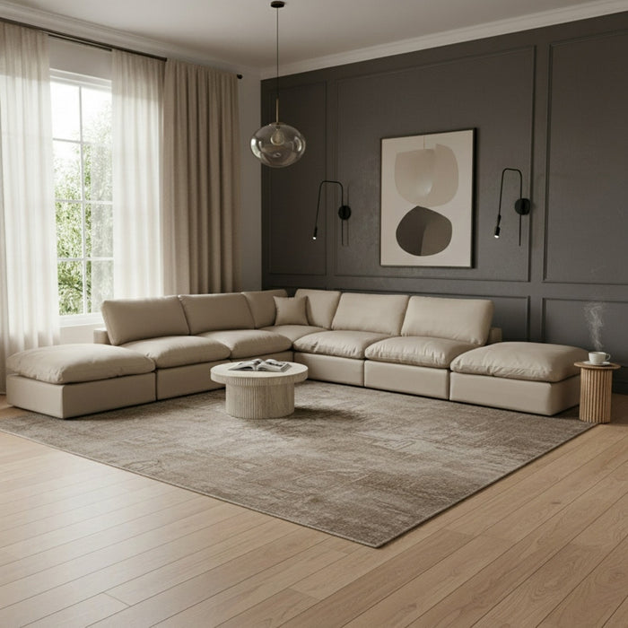 Meridian Furniture - Comfy 157" Vegan Leather Upholstered 7 Piece Modular Sectional - 188Cream-Sec7C - GreatFurnitureDeal