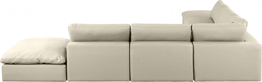 Meridian Furniture - Comfy 157" Vegan Leather Upholstered 7 Piece Modular Sectional - 188Cream-Sec7C - GreatFurnitureDeal