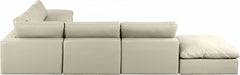 Meridian Furniture - Comfy 157" Vegan Leather Upholstered 7 Piece Modular Sectional - 188Cream-Sec7C - GreatFurnitureDeal