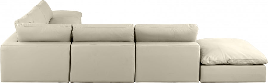 Meridian Furniture - Comfy 157" Vegan Leather Upholstered 7 Piece Modular Sectional - 188Cream-Sec7C - GreatFurnitureDeal