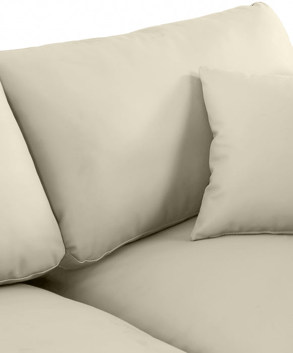 Meridian Furniture - Comfy 157" Vegan Leather Upholstered 7 Piece Modular Sectional - 188Cream-Sec7C - GreatFurnitureDeal