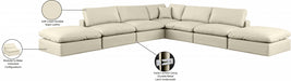 Meridian Furniture - Comfy 157" Vegan Leather Upholstered 7 Piece Modular Sectional - 188Cream-Sec7C - GreatFurnitureDeal